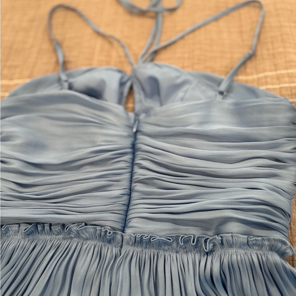 Aqua Blue Pleated Dress - Picture 3 of 5